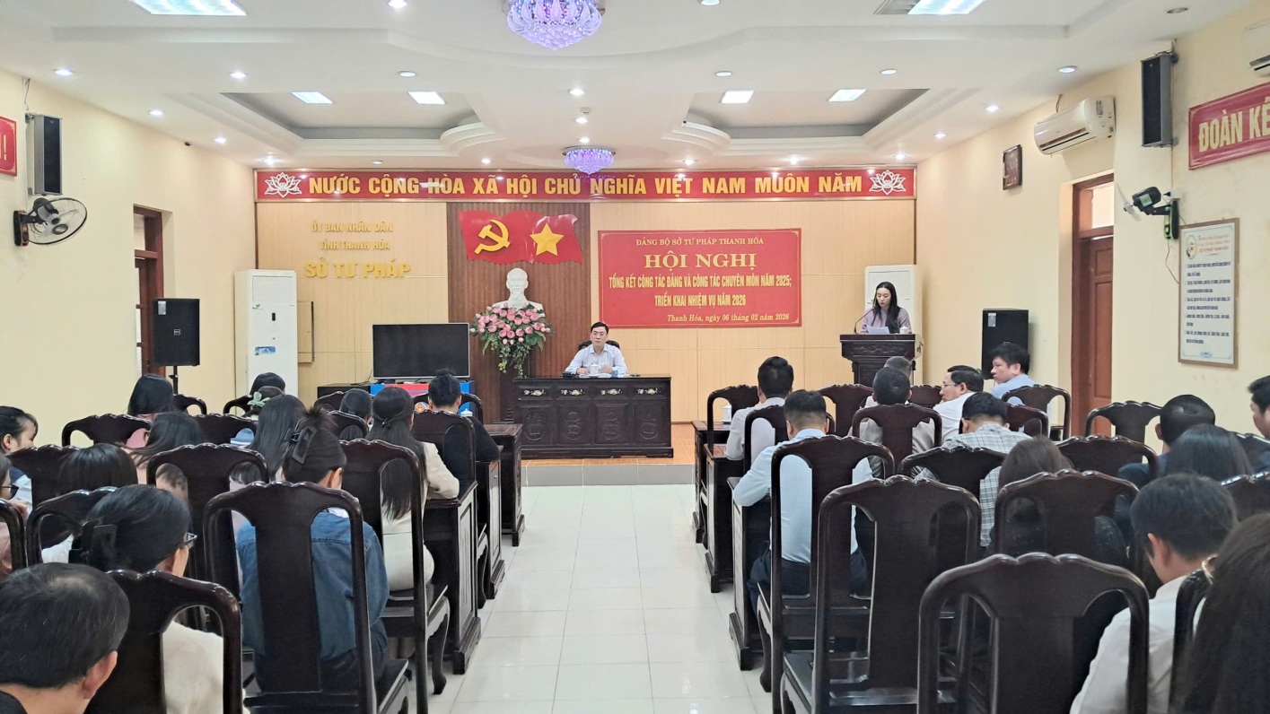 Sở Tư pháp tổ chức Hội nghị tổng kết công tác Đảng và tổng kết công tác chuyên môn năm 2025